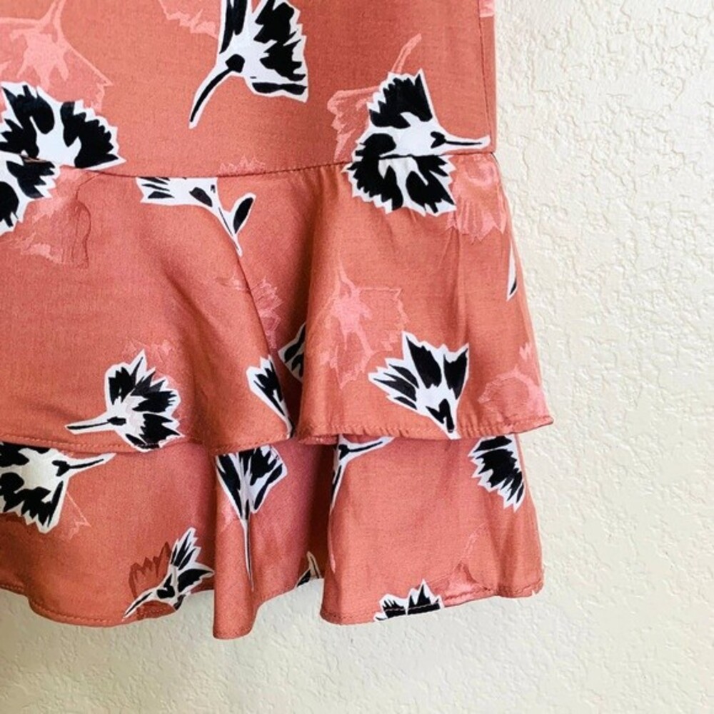 Rebecca Taylor coral pink silk dress Ikat Paintbrush ruffle dress size 0 - Picture 6 of 14